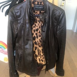 Brown Leather Jacket by Dolce & Gabbana